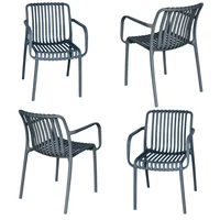 Silla Pp Bistro con Brazos Base Gris Set X 4 Unidades