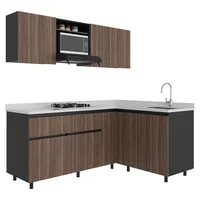 Cocina Integral Beyla 2.11 Metros en L Wengue con Avellana 15 mm Sin Mesón Just Home Collection