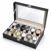 Caja 12 Relojes Estuche Lujo Organizador Cuero Sintético