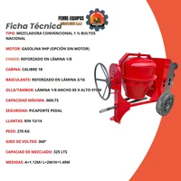 Mezcladora de 1.5 Bultos con Motor a Gasolina IMP 9HP 3600RPM