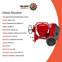 Mezcladora 1 Bulto Motor Diesel 10 HP
