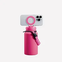 Botella Deportiva Aislada con Soporte Magnético Color Brillante Rosa