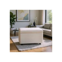 Banco con Almacenamiento Tapizado en Pana Color Beige con Patas Redondas