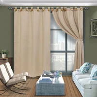 Cortina Lona Beige 265x215cm Fondo Entero Con Buena Opacidad