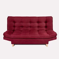 Sofá Cama Valencia Vinotinto 180x85cm de Tres Puestos Antifluido Con Patas y Dos Cojines Decorativos