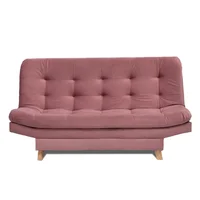 Sofá Cama Valencia Rosa 180x85cm de Tres Puestos Antifluido Con Patas y Dos Cojines Decorativos