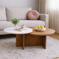 Mesa de Centro Doble Superficie Fiji 40x100x60 cm Madera Blanco