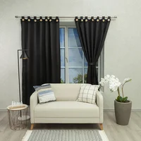 Cortina Blackout Baltica Negro 260x220cm Fondo Entero Con Botones