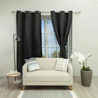 Cortina Blackout Baltica Negro 260x220cm Fondo Entero