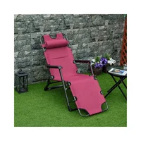 Silla Plegable de Playa Reclinable con Cojín y Tela Oxford Roja