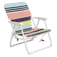 Silla Plegable de Playa con Estructura de Hierro Blanco y Tela Oxford