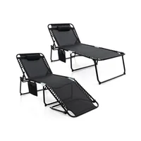 Silla Reclinable Plegable para Patio de Gran Tamaño en Color Negro
