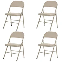 Sillas Plegables de Hierro y PVC Juego de 4 Color Marrón Claro