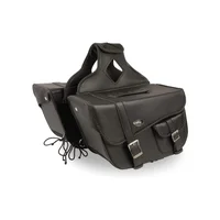 Bolsa Lateral para Motocicleta Color Negro con Cremallera y Trenzado Decorativo