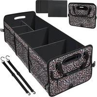 Organizador Plegable de  Baúl de Carro Estilo Leopardo con Compartimientos Ajustables