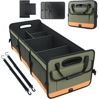 Organizador Plegable de  Baúl de CarroColor Verde con Compartimientos Ajustables