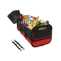 Organizador Plegable de  Baúl de Carro  Color Negro y Rojo con Compartimientos Divididos