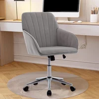 Silla de Oficina Ajustable en Terciopelo con Respaldo Ergonómico Color Gris