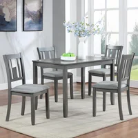 Sillas de Comedor en Madera con Asiento Acolchado Juego de 4 Color Gris
