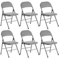 Sillas Plegables de Hierro y PVC Juego de 6 Color Gris