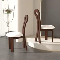 Sillas de Comedor en Madera y Cuero Sintético con Cojín Redondo Juego de 2 Marrón Nogal