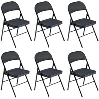 Sillas Plegables Elegantes en Hierro y PVC Juego de 6 Color Negro