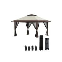 Toldo Emergente para Exteriores 392cm x 392cm Beige con Paredes de Malla