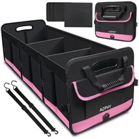 Organizador Plegable de  Baúl de Carro Color Rosa con Compartimientos Ajustables