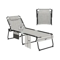 Silla Reclinable Extragrande para Patio Plegable en Color Gris