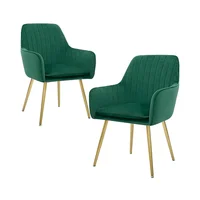Juego de 2 Sillones de Terciopelo con Patas Doradas para Sala y Comedor