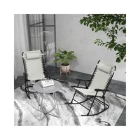 Juego de 2 Mecedoras Plegables para Jardín en Malla Color Blanco Crema