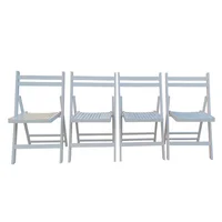 Juego de 4 Sillas Plegables de Madera con Listones Color Blanco