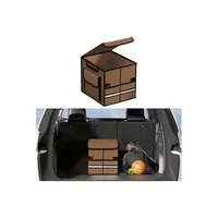 Organizador Plegable de  Baúl de Carro Color Café con Compartimientos y Tapa Protectora