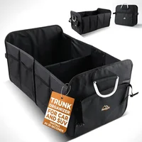 Organizador Plegable de  Baúl de Carro Color Negro con Compartimientos Múltiples y Agarraderos de Aluminio