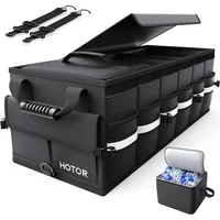 Organizador Plegable de  Baúl de Carro Color Negro con Bolsa Térmica Desmontable y Compartimientos Amplios