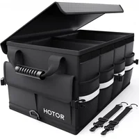 Organizador Plegable de  Baúl de Carro Color Azul con Compartimientos Dobles y Tapa Protectora