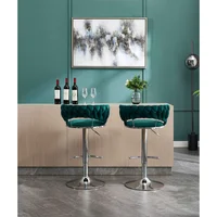 Sillas Altas Giratorias en Terciopelo con Altura Ajustable juego de 2 Color Verde