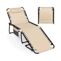 Silla Reclinable Extra Ancha para Patio con Respaldo Ajustable Beige