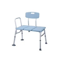 Silla de Baño de Aluminio con Respaldo y Agarre  en Color Azul