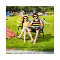 Silla Doble Plegable para Camping con Portavasos Color Verde