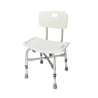 Silla de Baño de Aluminio con Respaldo Tipo Banco en Color Blanco