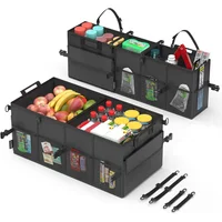 Organizador Plegable de  Baúl de Carro Color Negro con Compartimientos Personalizables y Agarraderos Reforzados