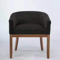Silla de Comedor Tapizada con Brazos y Estructura en Madera Color Negro