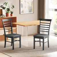Sillas de Comedor en Madera y Tela Tipo Lino Juego de 2 Color Negro y Gris