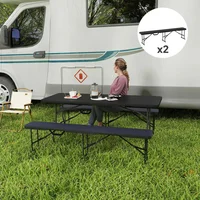 Juego de Bancos Plegables de Camping con Agarradero de Transporte Negro