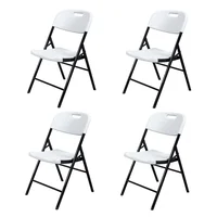 Juego de 4 Sillas Plegables de Plástico para Jardín Blanco