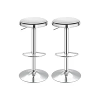 Sillas Altas Giratorias en Acero con Altura Ajustable Juego de 2 Color Plata