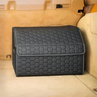 Organizador Plegable de  Baúl de Carro Color Negro con Tapa Magnética y Compartimientos de Alta Estabilidad