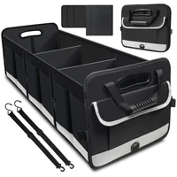 Organizador Plegable de  Baúl de Carro Color Gris Negro con Compartimientos Ajustables y Base Antideslizante