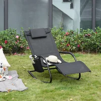 Mecedora de Jardín con Malla Transpirable y Cojín para Exterior Negro